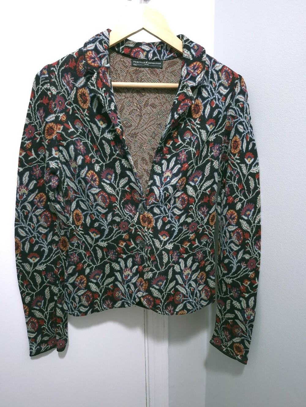 Peruvian Connection Kashmiri Pima Cotton Knit Jacket Blazer SMALL